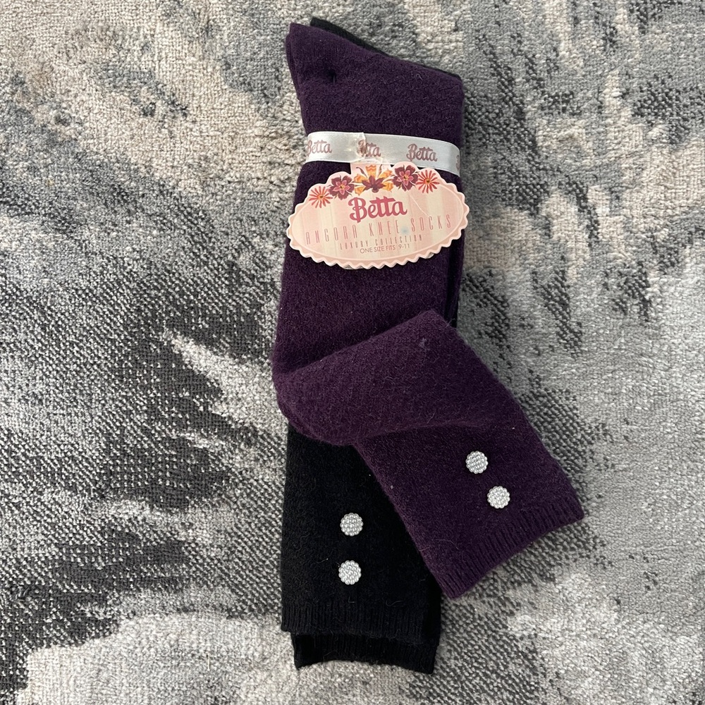 NWT Betta Luxury Collection Angora Knee Socks, Size 9-11